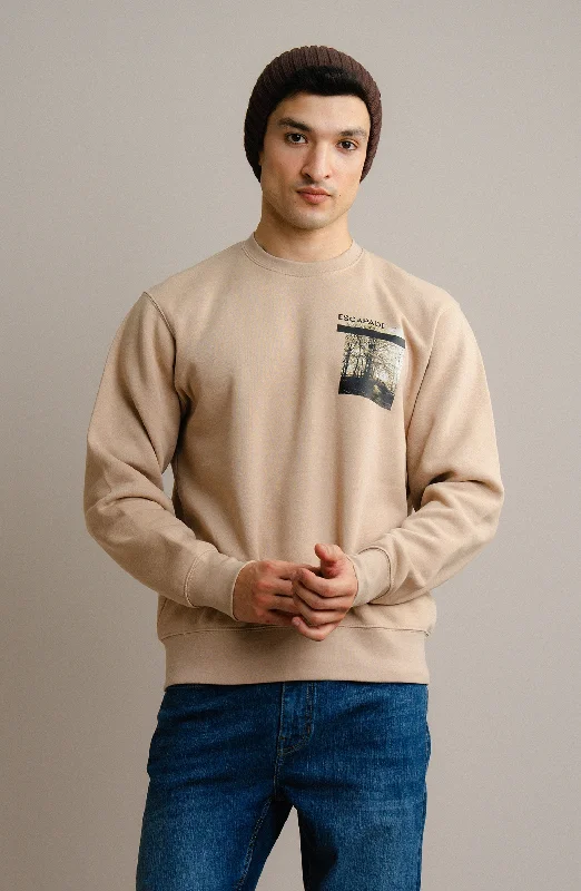 Burnout Sweatshirt - Camel Hoodie with Tied Waist Feminine Flattering