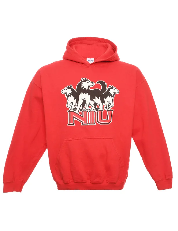 Gildan Wolf Printed Sweatshirt - L Hoodie with Set-In Sleeves Structured Classic