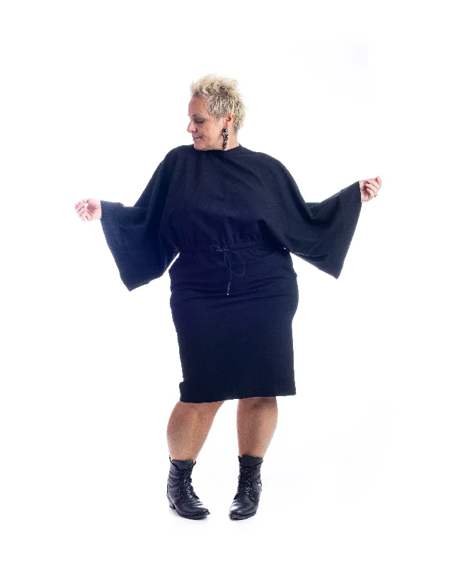 Wide Sleeves Sweatshirt Top/Dress Hoodie with Hem Detail Decorative Unique