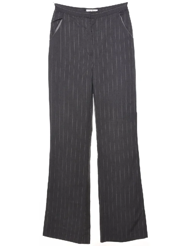Pinstriped Dark Grey Trousers - W27 L33 Trousers Custom Made