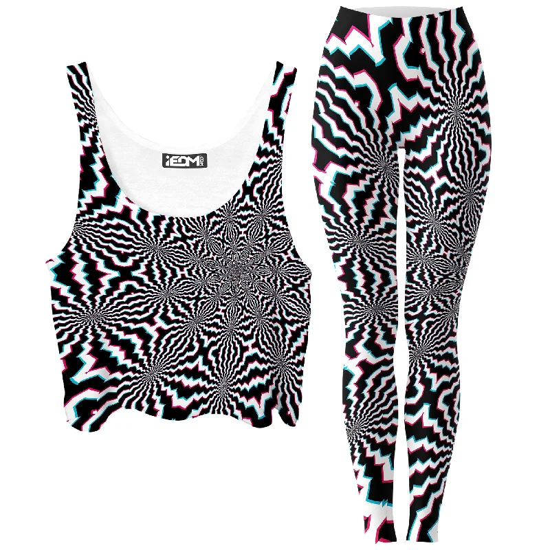 Fractal Ripples Crop Top and Leggings Combo Casual Formal Business
