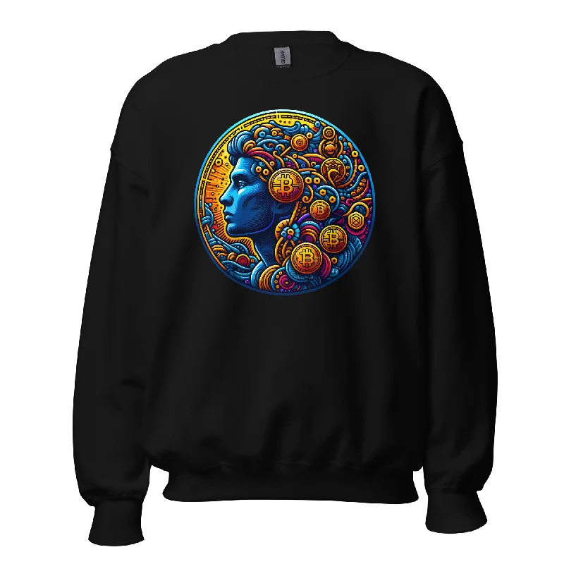 Digital Asset Bitcoin BTC Crypto Coin Token Long Sleeve Pullover Sweatshirt Surplice Neck Pullover