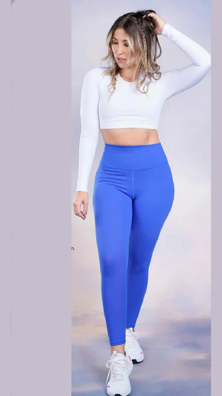 Electric Blue Workout Leggings Cozy Textured Workout Leggings