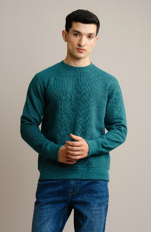 Nantucket Sweatshirt - Teal Hoodie with Hem Detail Decorative Unique