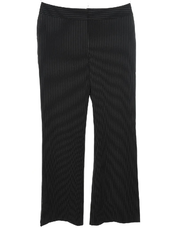 Pinstriped Black & White Trousers - W34 L30 Trousers Winter Warm