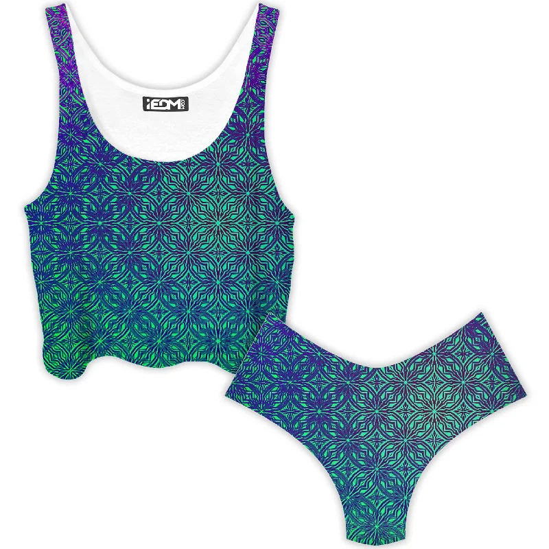 Psy Mosik Sea Crop Top and Booty Shorts Combo Knit Fabric Woven Fabric Fleece Fabric Psy Mosik Sea Crop Top and Booty Shorts Combo Knit Fabric Woven Fabric Fleece Fabric