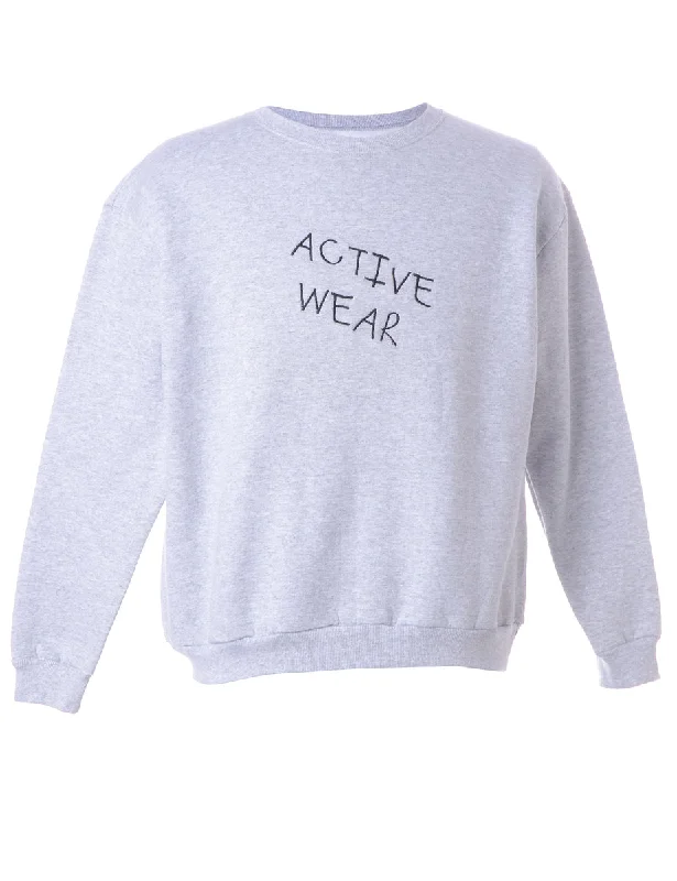 Label Activewear Embroidered Sweatshirt Hoodie with Stripes Bold Sporty
