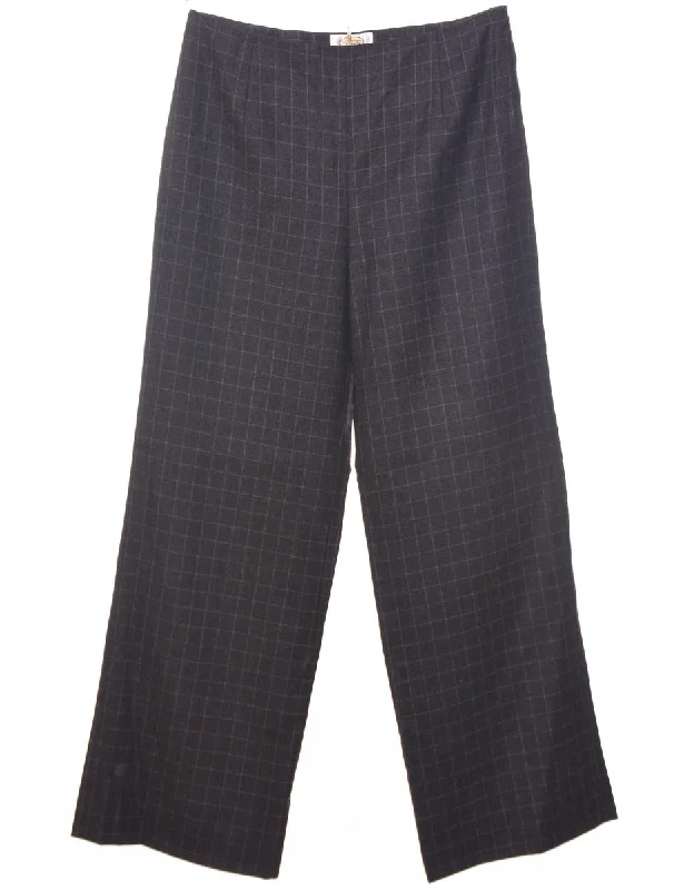 Wool Checked Pattern Trousers - W29 L29 Trousers Hiking Durable