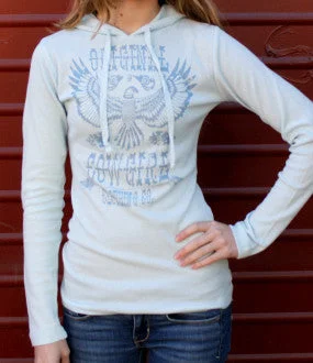 Sky Blue Original Cowgirl Clothing Co. Thermal Hoodie Hoodie with Emblem Brand Identity Sky Blue Original Cowgirl Clothing Co. Thermal Hoodie Hoodie with Emblem Brand Identity