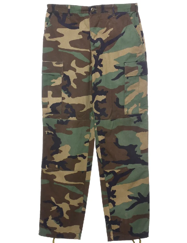 Woodland Camouflage Combat Trousers - W33 L34 Trousers Chinos Classic