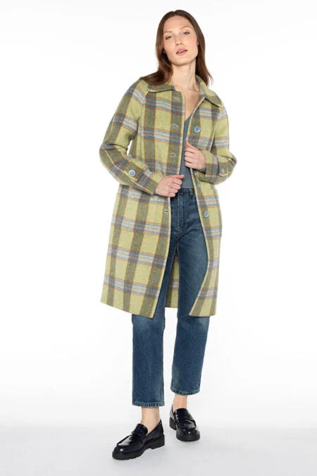 Kinross Cashmere Plaid Coat Asymmetrical Diagonal princess