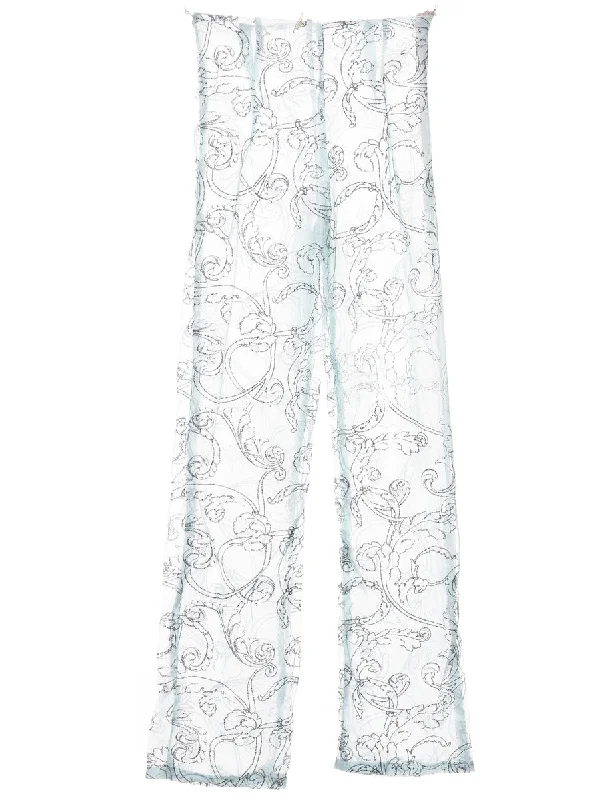 Sheer Metallic Pattern Trousers - W24 L31 Trousers Fall Fleece
