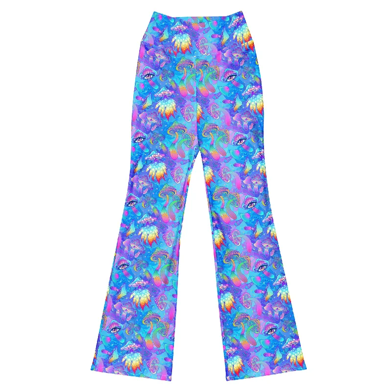 Shroomin Blue Flare leggings Trendy Seamless Fit Leggings
