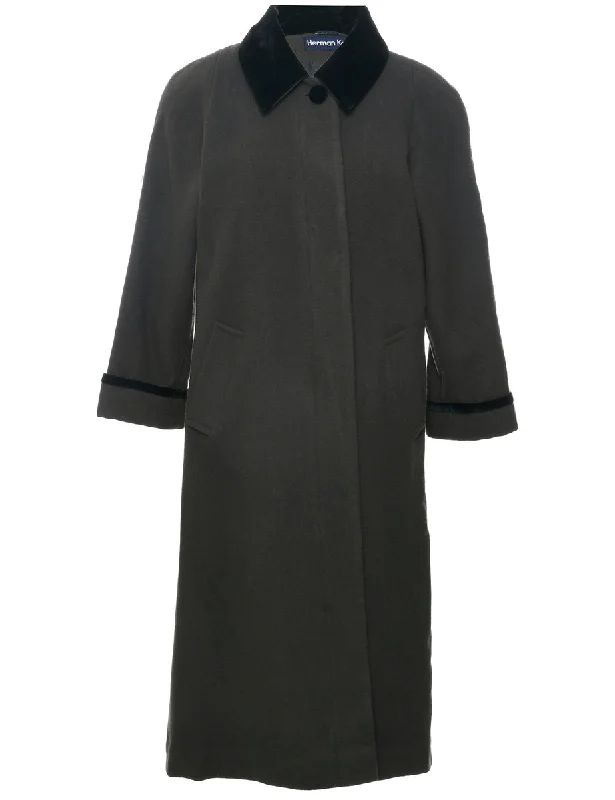 Single Breasted Wool Coat - L Stand-Up Roll-Neck Turtle