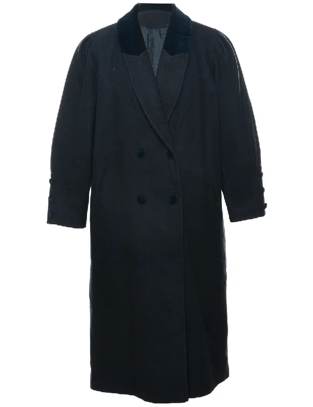 Double Breasted Wool Coat - L Sequined Lace Ribbed