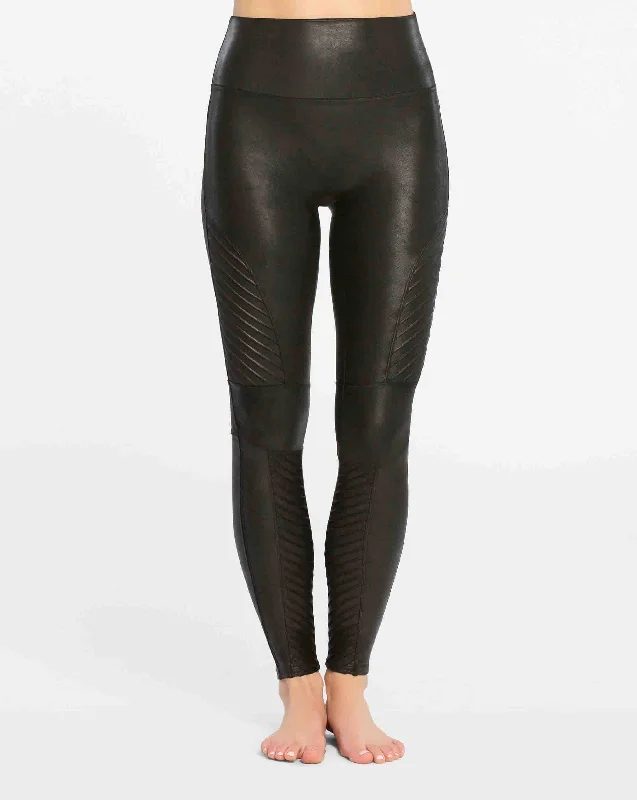 Spanx Faux Leather Moto Legging Trendy Sweat-Wicking Workout Leggings