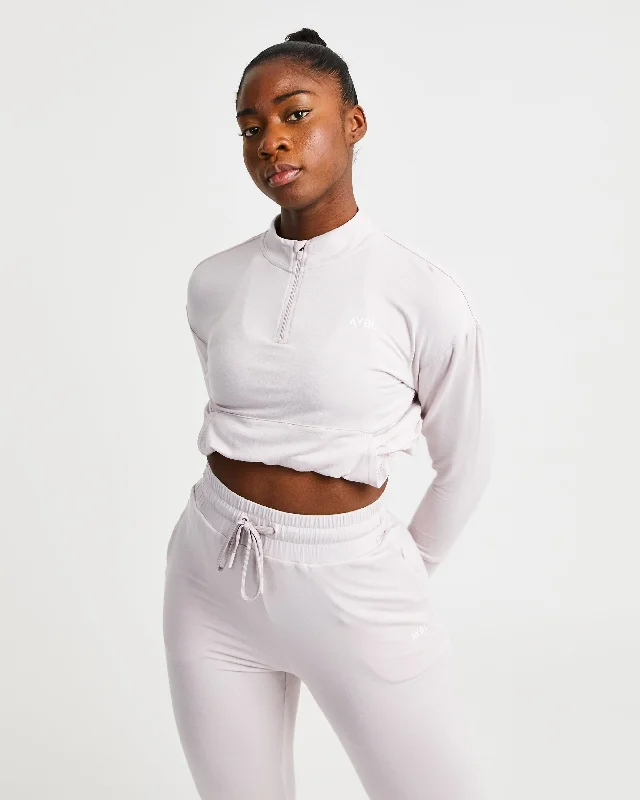 Studio 1/2 Zip Pullover - Sand Grey Cap Sleeve Casual