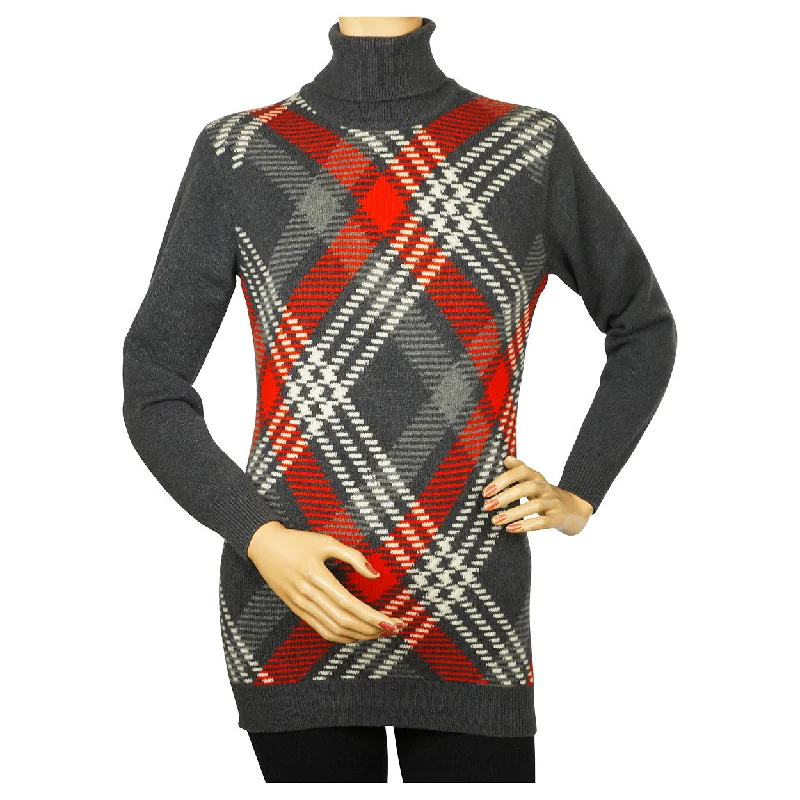 Vintage 1970s Ballantyne Scottish Cashmere Sweater Argyle Pullover Turtleneck M Shawl Collar Sweater