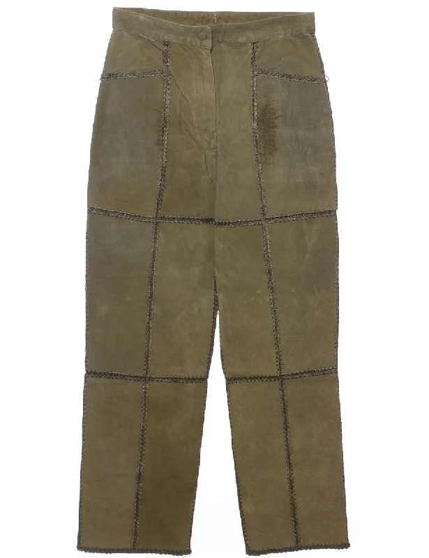 Suede Tapered Trousers - W31 L28 Trousers Solid Black