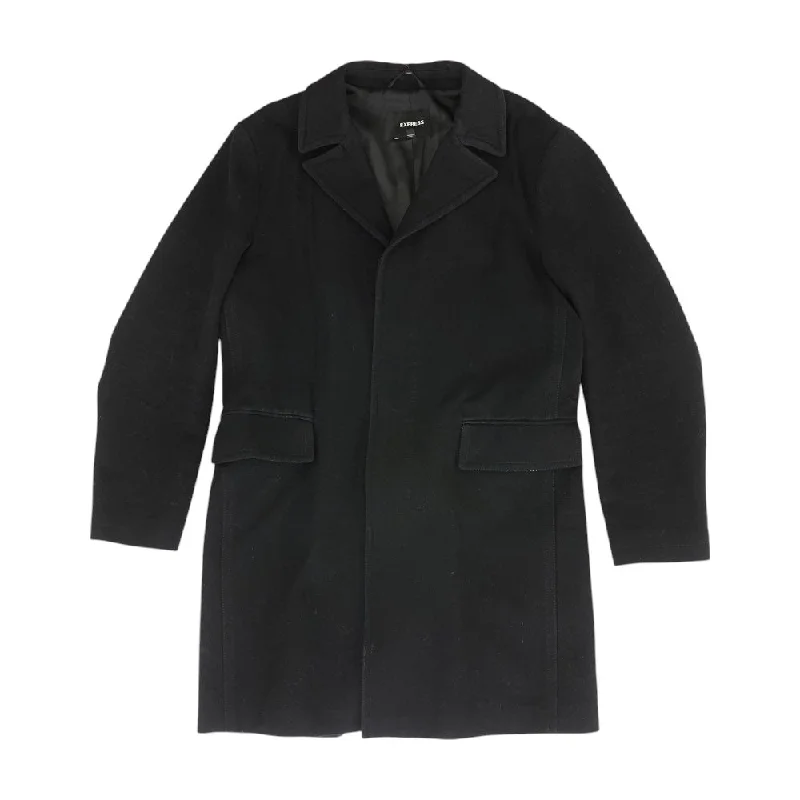 Black Solid Coat Cotton Linen Terry