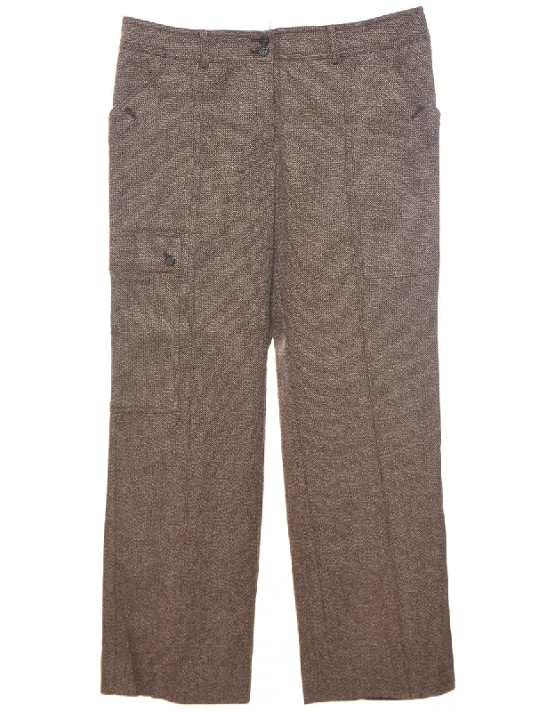 Patterned Brown Trousers - W35 L31 Trousers Formal Black