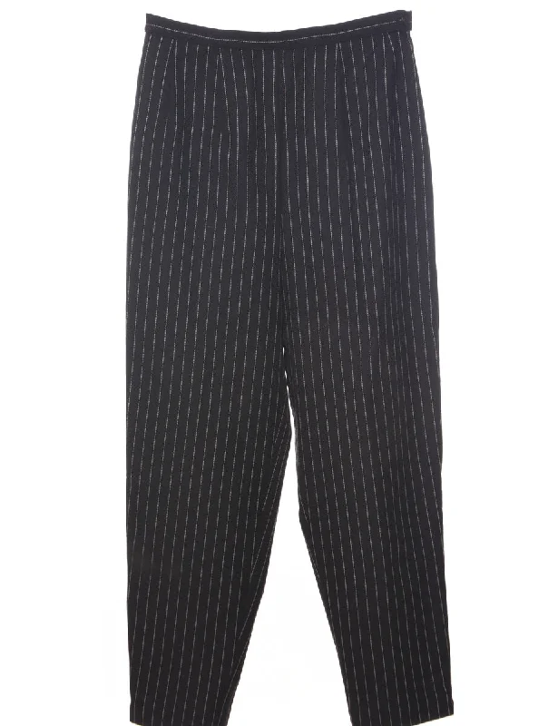 Wool Pinstriped Trousers - W30 L29 Trousers Handmade Artisanal