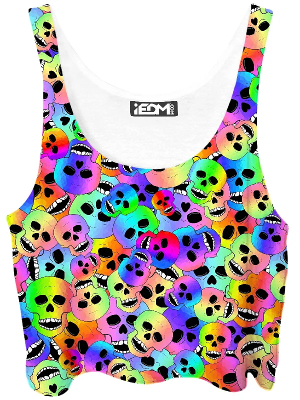 Happy Skulls Crop Top Houndstooth Herringbone Solid