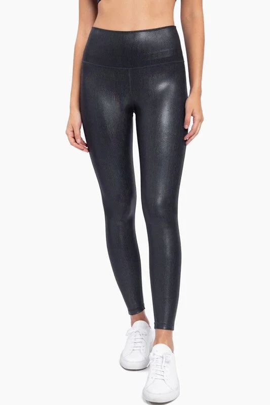 IRIDESCENT HOLO FOIL HIGH-WAISTED LEGGINGS Stylish Sweatproof Leggings