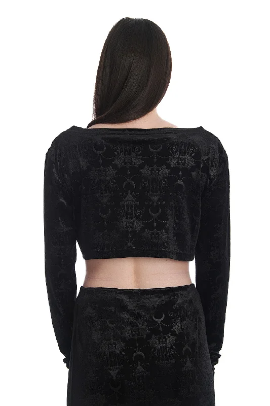 Banned Apparel - Chandelier Crop Top Lace Blend Ribbed Blend Corduroy Blend