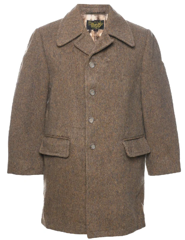 Brown Wool Coat - M Quilted Jacket Anorak Windbreaker