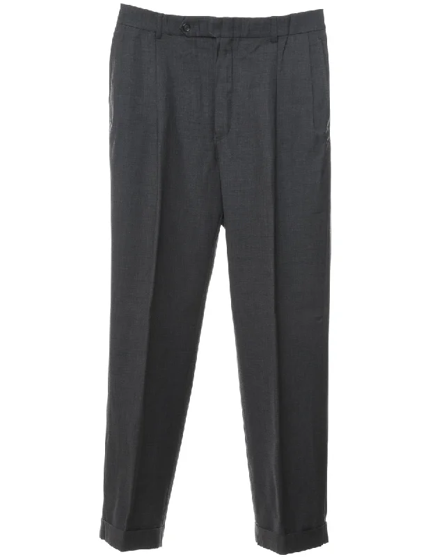 Wool Nautica Dark Grey Classic Trousers - W32 L32 Trousers Ceremony Elegant