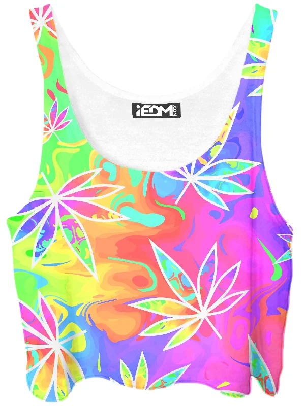 Weed Free Fall Crop Top Solid Color Striped Floral