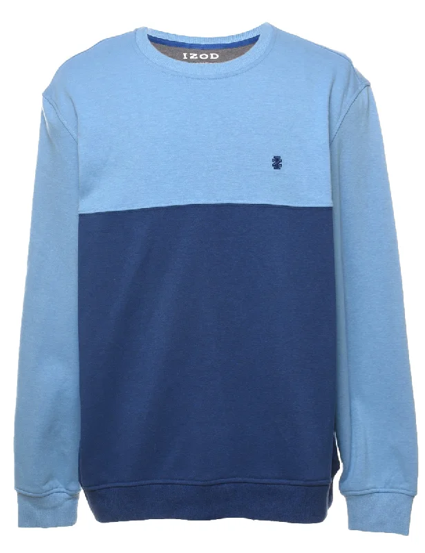 Izod Plain Blue & Navy Contrast Sweatshirt - L Hoodie with Camouflage Military Edgy