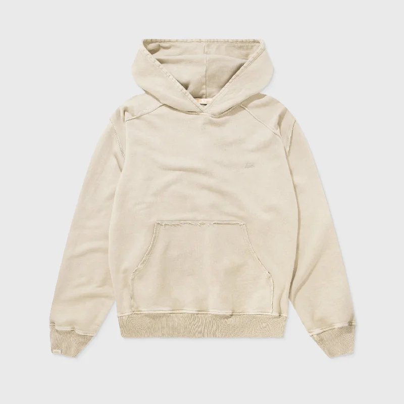Core Washed Hoodie - Sand Hoodie with Relaxed Fit Easy Casual