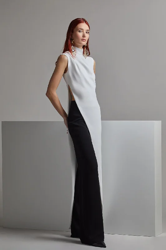 Sleeveless long top with trousers Trousers Pleated Formal