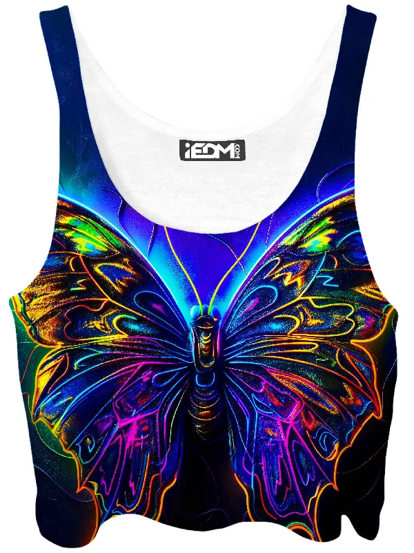 Metamorphosis Crop Top Mesh Blend Leather Blend Suede Blend