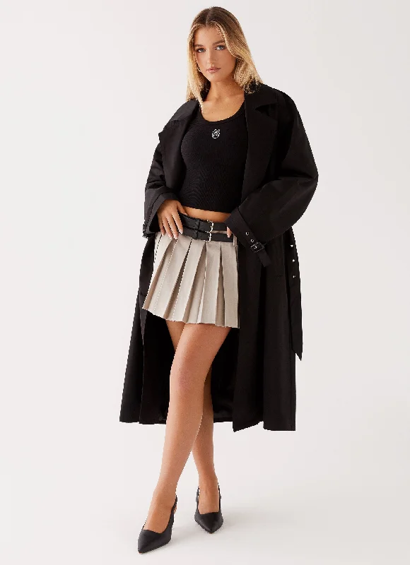 Frenchy Oversized Trench Coat - Black Trench Wool Cashmere