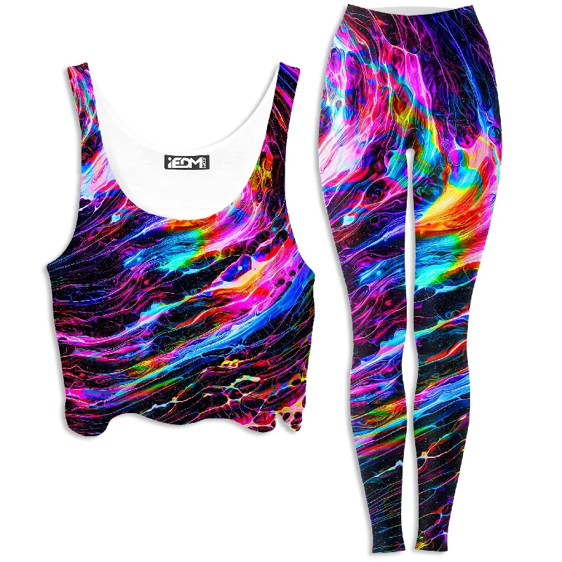 Hyperspace Crop Top and Leggings Combo Lace Blend Ribbed Blend Corduroy Blend