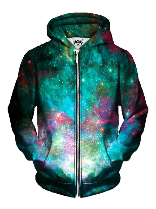 Galactic Transmission Teal & Pink Space Zip-Up Hoodie Hoodie with Thumb Holes Functional Cozy Galactic Transmission Teal & Pink Space Zip-Up Hoodie Hoodie with Thumb Holes Functional Cozy