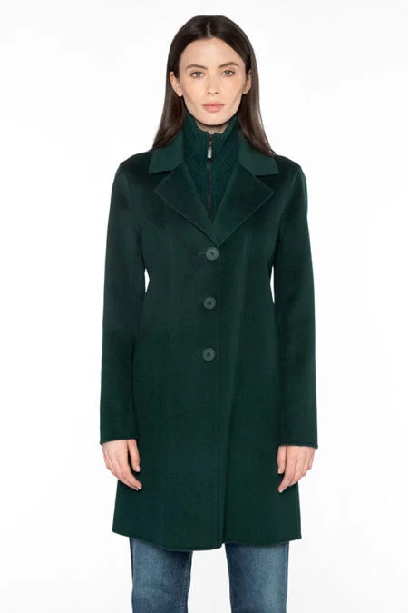 Kinross Cashmere Knit Insert Notch Collar Coat Anorak Windbreaker Fleece