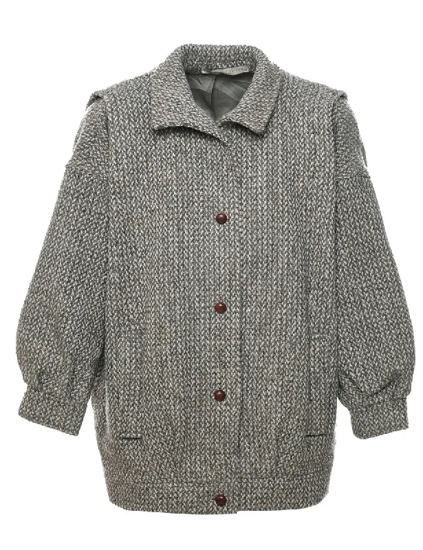 Grey Wool Coat - XL Trench Raincoat Windbreaker