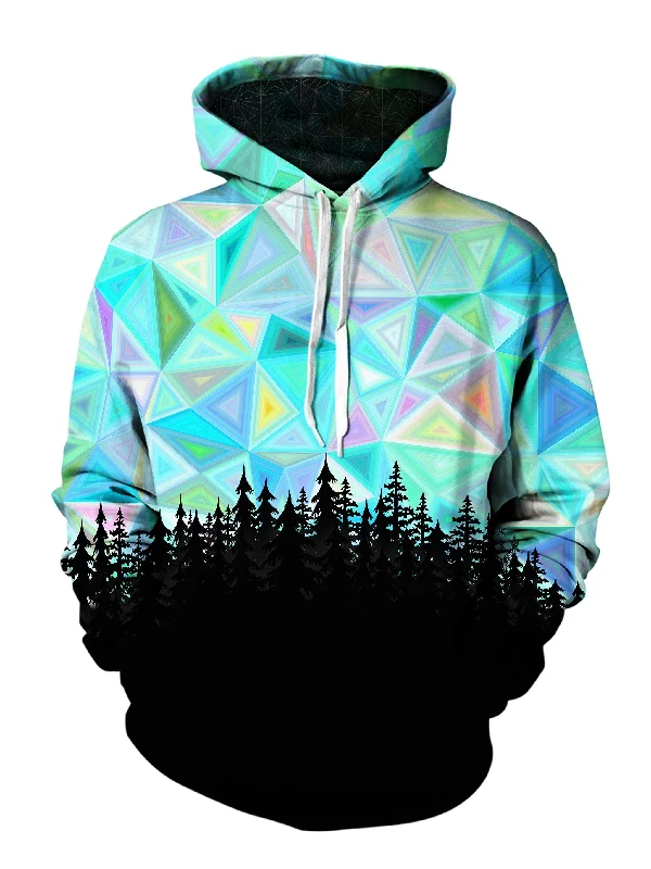 Blue Geometry Treeline Pullover Hoodie Hoodie with Sequins Glamorous Eye-catching