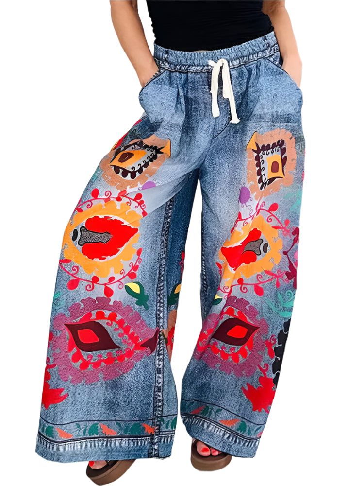 Drawstring Printing Patchwork Trousers Trousers Prom Sequined
