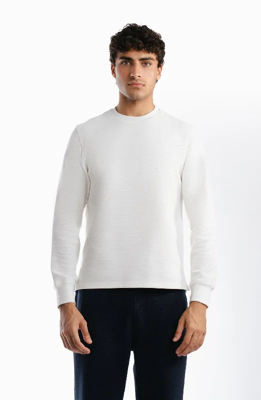 Ottoman Sweatshirt - White Zip Hoodie Drawstring Kangaroo Pocket
