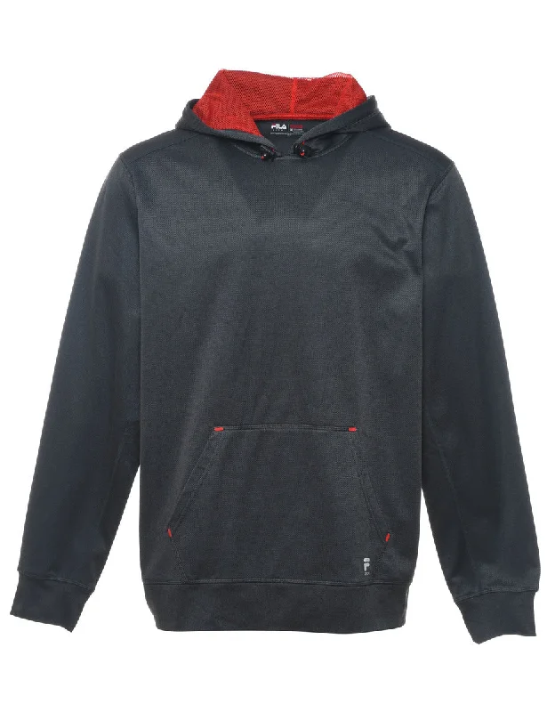 Fila Hooded Sweatshirt - XL Hoodie with Button Classic Timeless