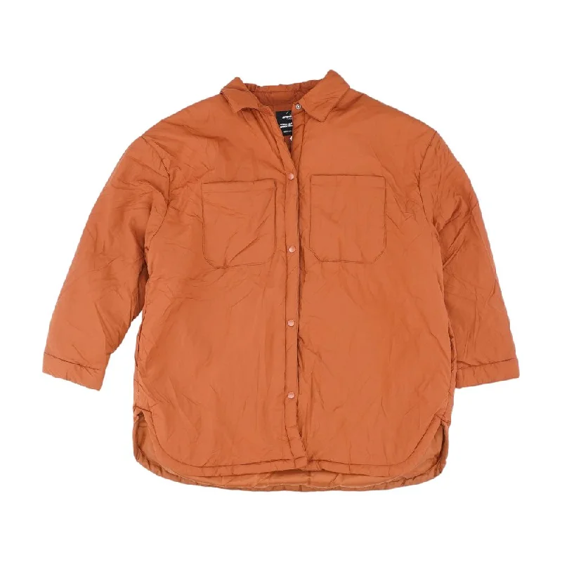 Rust Solid Puffer Coat Bolero Crop Top Camisole