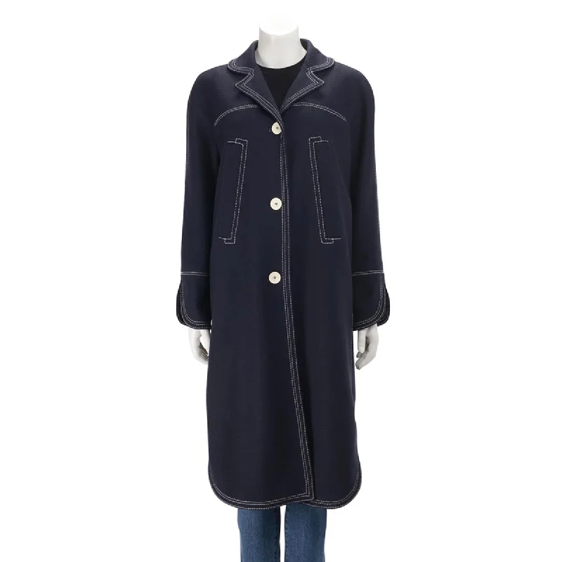 Giorgio Armani Navy Bonded Wool Top Stitched Coat IT 40 Asymmetrical Diagonal princess Giorgio Armani Navy Bonded Wool Top Stitched Coat IT 40 Asymmetrical Diagonal princess