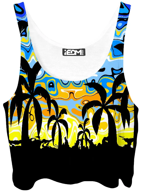 Tropical Night Crop Top Boxy Fit Fitted Loose
