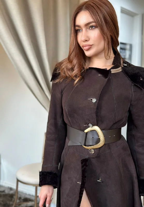 Je Rêve Leather Coat Front Pockets Side Pockets Patch Pockets