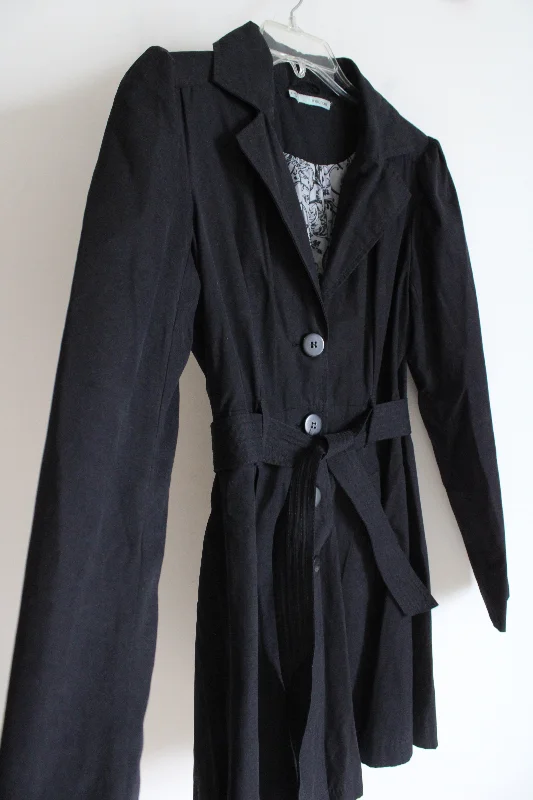 Maurices Black Lightweight Trench Coat | S Tweed Herringbone Houndstooth